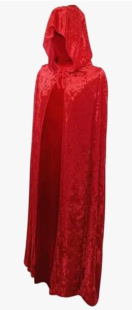 Red crushed velvet cape little red riding hood Halloween costume cosplay hooded - Image 2