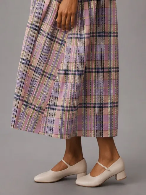 Anthropologie Damson Madder Hettie Seersucker Midi Dress Size 6 Plaid Purple - Image 8