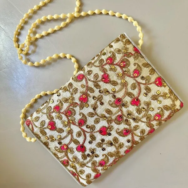 Embroidered multicolored pom Pom strap crossbody purse - Image 2