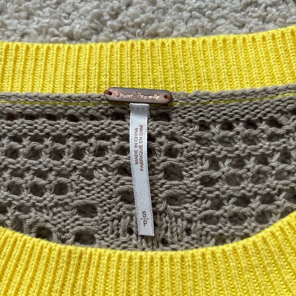 Free People Brown Knit Sweater with Yellow Accents - Image 2