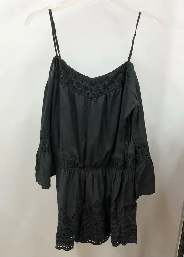 American Eagle Outfitters Off shoulder romper eyelet charcoal womens size medium - Image 2