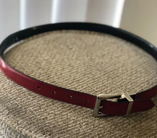 Black red reversible leather belt - Image 2