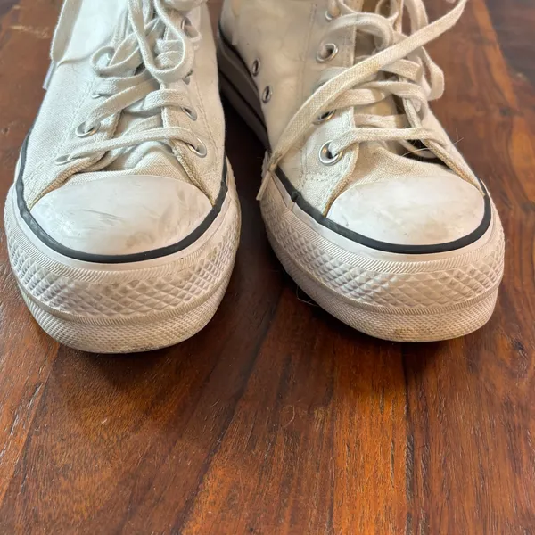 Converse Chuck Taylor All Star Platform High Top White Canvas Sneakers - Image 6
