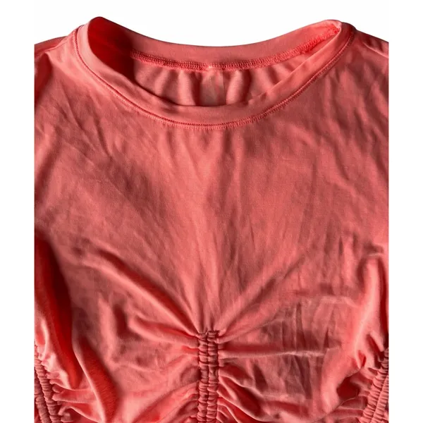 Free People Movement Tempo Ruched UV Protection Tee Orange Women's Size Small - Image 3