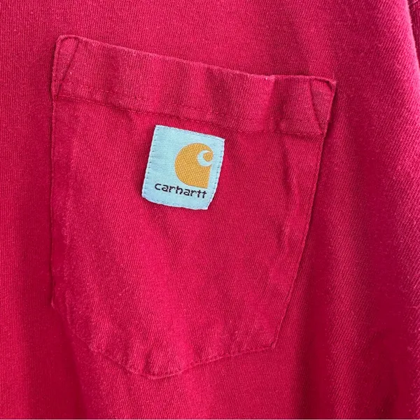 Carhartt red long-sleeve off the shoulder T-shirt - Image 3