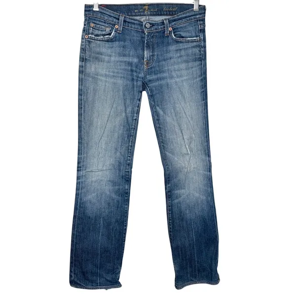 Y2K 7 For All Mankind Bootcut Jeans 28 Low Rise Distressed Medium Wash - Image 2