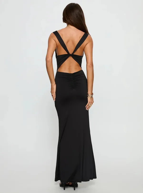 Princess Polly Yakira black halter maxi dress with gold hardware - Image 2
