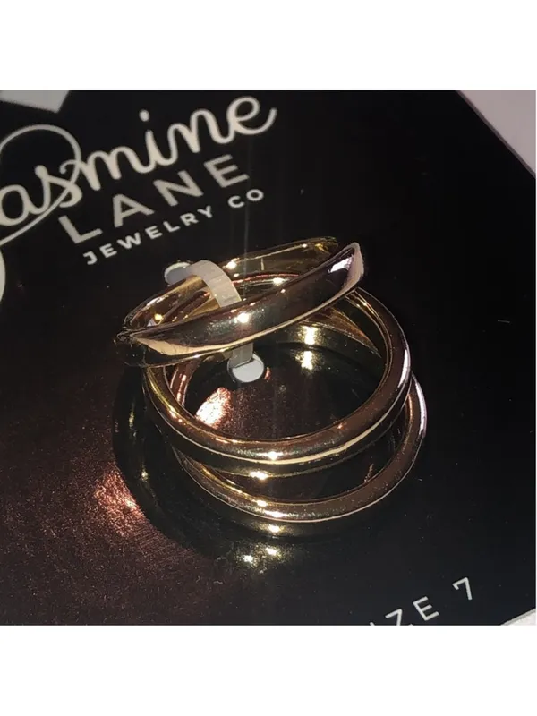Size 7 Jasmine Lane Gold Tone Ring Triple Stack Set - Image 4