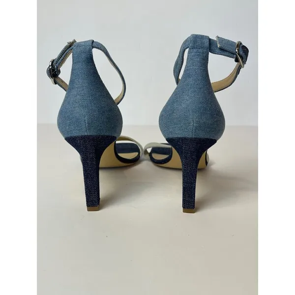 Marc‎ Fisher Navy Blue Denim Ankle Strap High Heels Size 10 - Image 8