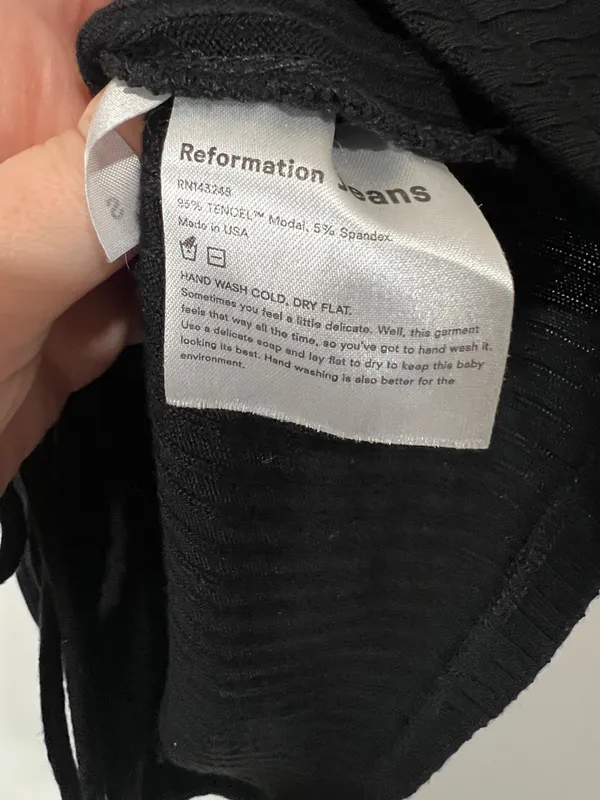 Reformation Cinching Crop Top Black Ribbed Size Small - Image 6