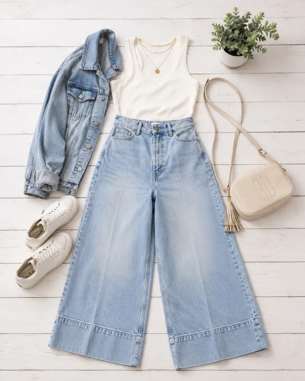 H&M Crop Wide-Leg Jeans High-Rise - Image 2