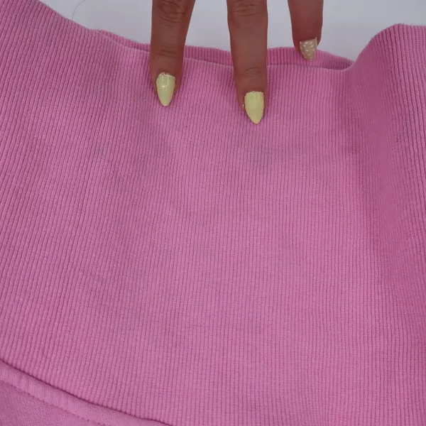 Pink Quarter Zip Hoodie Sweatshirt Thumbholes Kangaroo Pocket Large - Image 4