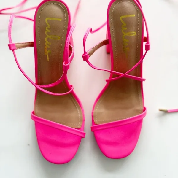 Lulu’s Neon Pink Lace Up Shoes size 7 - Image 4