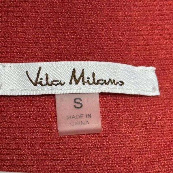Vila Milano Women Rust Red‎ Pointelle Mixed Knit Cap Sleeve Sweater Top Small - Image 3