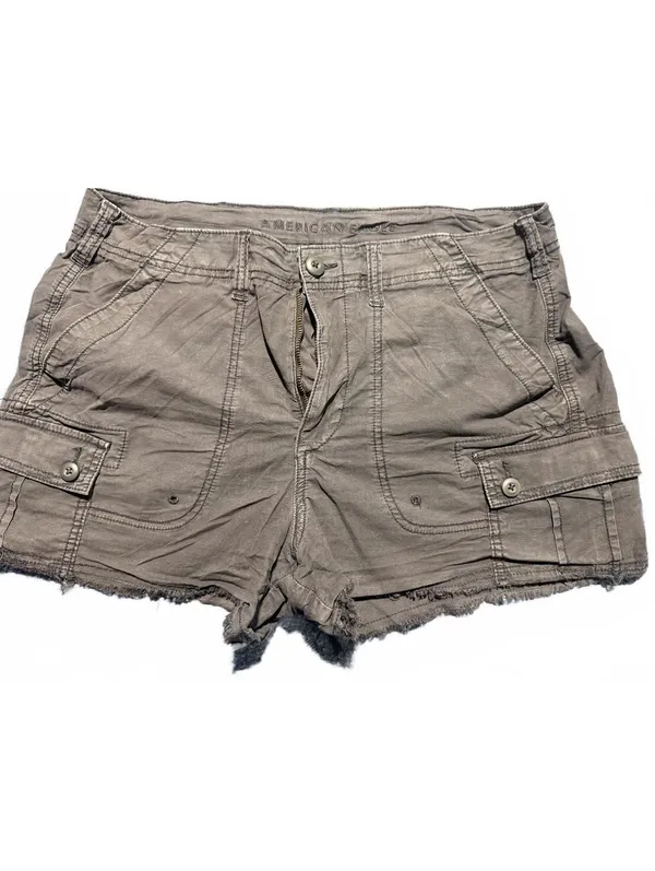 American Eagle Gray Stretch Cargo Shorts Size 8 - Image 3