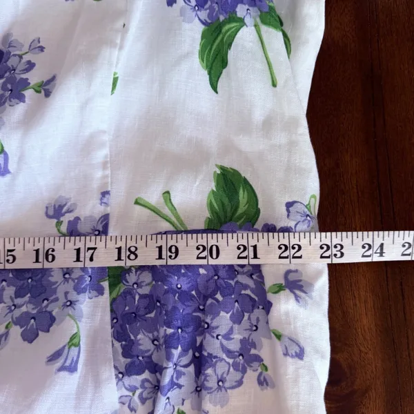 Draper James Womens Plus Size 24 Blue Hydrangea Floral Linen Puff Sleeve Dress‎ - Image 14