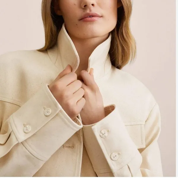 Mango NWT Oversized cotton jacket ECRU LARGE - Image 8