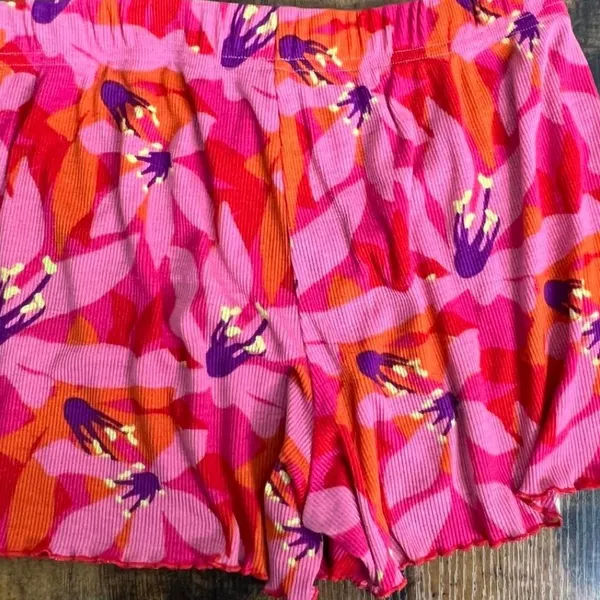 Peyton & Parker Womens Pink Floral Ribbed Pajama Set Tank Top and Shorts Small - Image 5