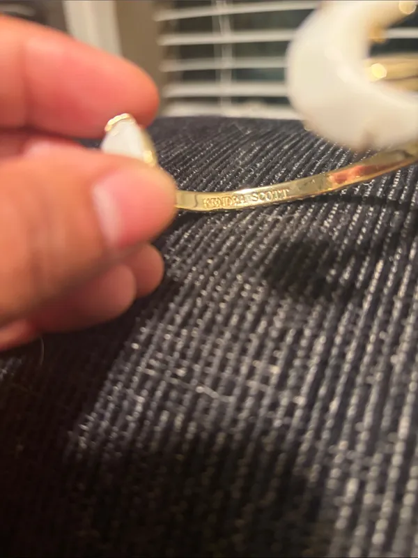 Kendra Scott Gold Cuff Bracelet with White Enamel Moon Ends - Image 2