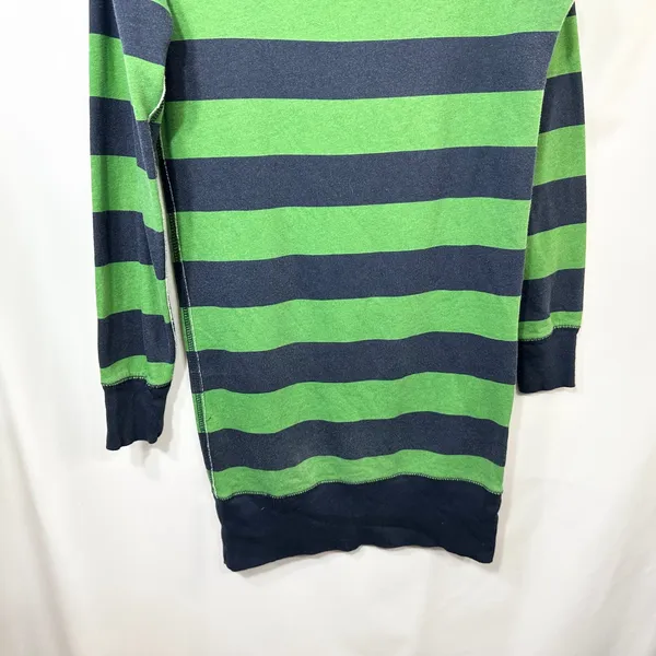 Aeropostale Small Tunic Sweatshirt VTG Y2K Green Navy Blue Striped Boat Neck 913 - Image 5