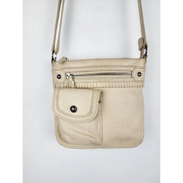 Brighton Cream Leather Crossbody with Front Pocket - Image 12
