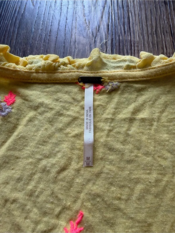 Free People Yellow Floral Ruffle-Trim Crop Top - Image 2