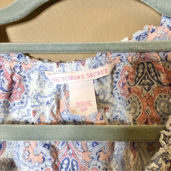 Victoria’s Secret Paisley Sleeveless Slip Dress Nightgown Pink Blue‎ Size small - Image 3