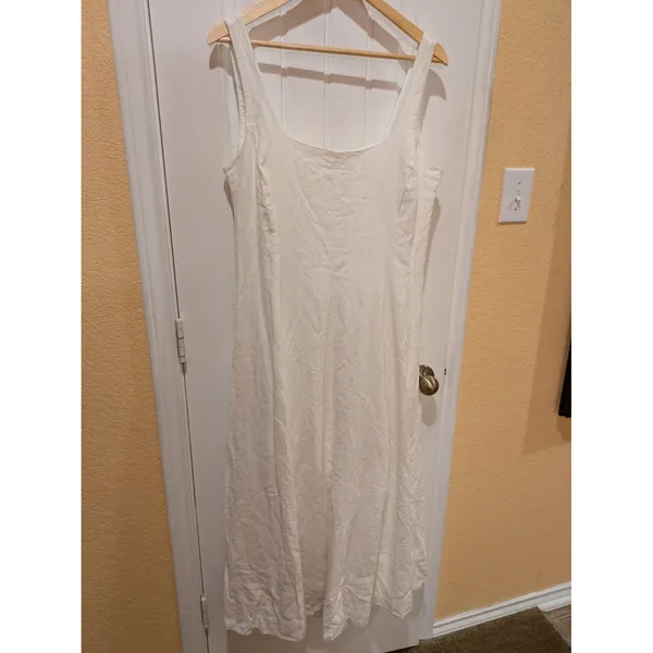 Gap Linen Blend Dress Womens Large White - Image 2