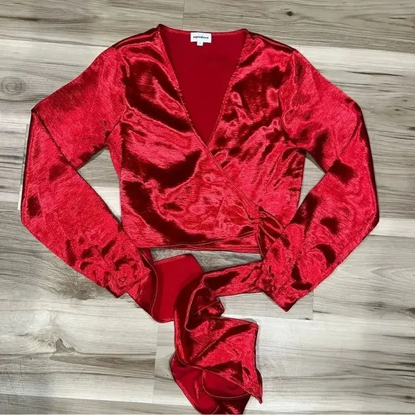 Superdown Gemini Wrap Top in Cherry Women’s Small - Image 2