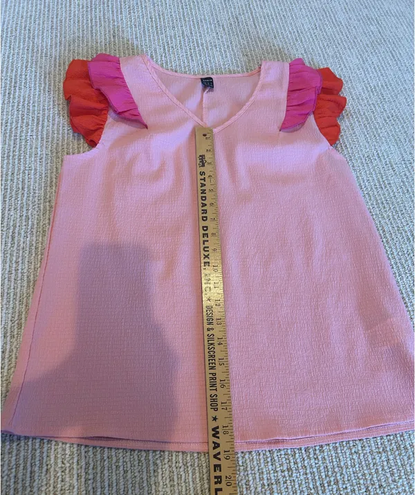 Shein Pink Flutter Sleeve Top M - Image 3