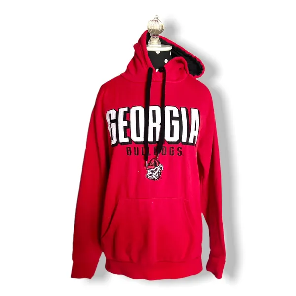 Champion Georgia Bulldogs Hoodie‎ Red Black White Appliqué Embroidered Small - Image 4