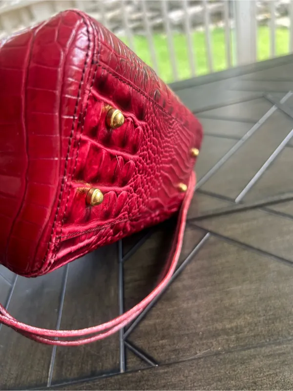 Brahmin Red Croc-Embossed Leather Tote with Removable Strap - Image 6