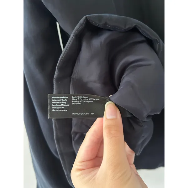 Eileen Fisher Cupro Padded High Collar Coat Black Size S - Image 7