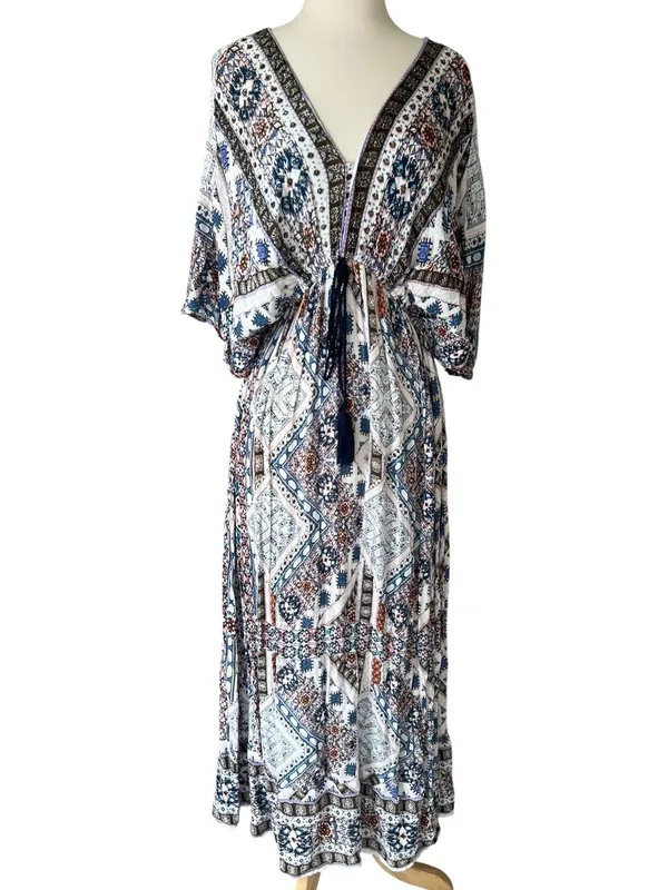 World Market Multicolor Paisley Bohemian V Neck Maxi Dress - Image 9