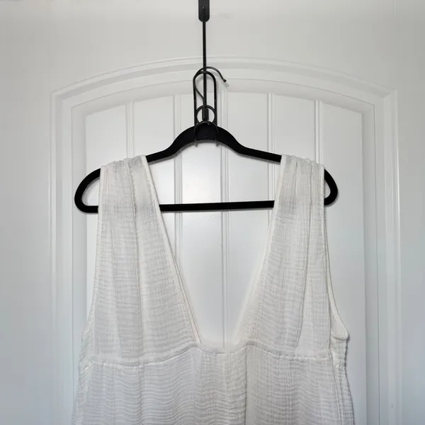 Anthropologie XL White Sleeveless Tie Front Cover Up Tunic Cottagecore Boho Chic - Image 10