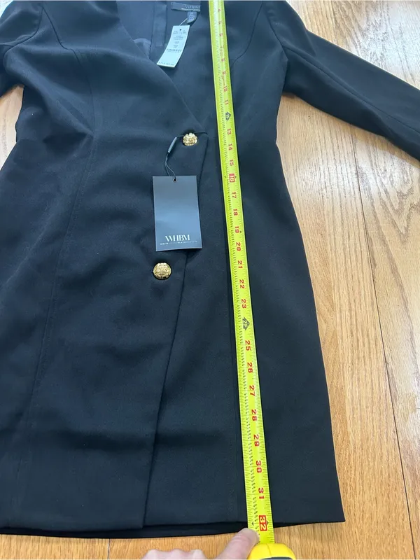 White House Black Market Blazer Dress 2P Black Long Sleeve Gold Button NWT - Image 7