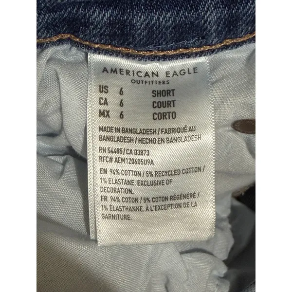 American Eagle 90s Straight Jeans Womens 6‎ Short Blue Medium Wash Stretch Denim - Image 5