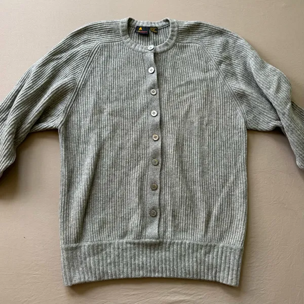 Vintage 90s Liz Claiborne Rib Knit Wool Cardigan Sweater - Image 2
