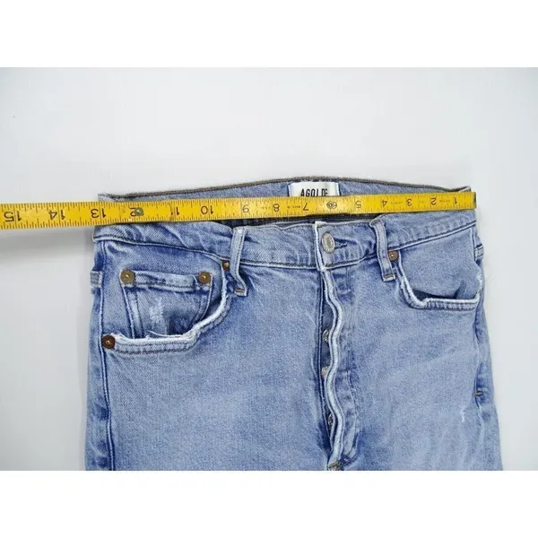 AGOLDE Jeans Womens 28 Nico Jean High Rise Button Fly Cropped Headlines Distress - Image 9