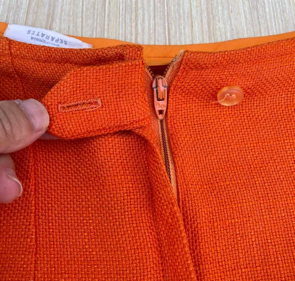 Vintage VTG Mr. Lee California separates orange linen blend pencil skirt size XS - Image 4