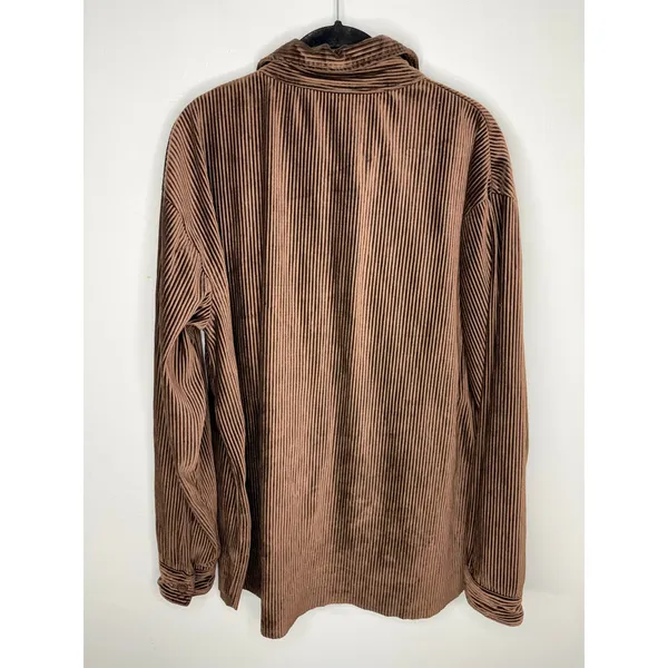 Zara Oversized Corduroy Shacket Button Down Shirt Small Chocolate Brown - Image 3