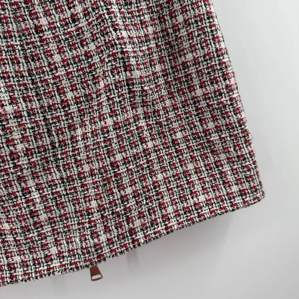 Ronny Kobo Skirt SZ Medium Loretta Tweed Mini Red Navy Gold Front Zip Lined - Image 13