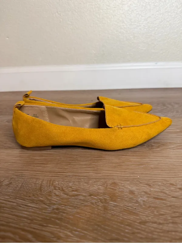 Lulu’s Emmy Mustard Yellow Suede Pointed-Toe Loafers, Size 5.5 - Image 4