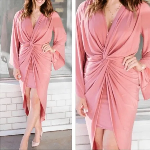 NWT Misa Los Angeles Pink Twist Front‎ Maxi Dress Small Wedding Guest - Image 10