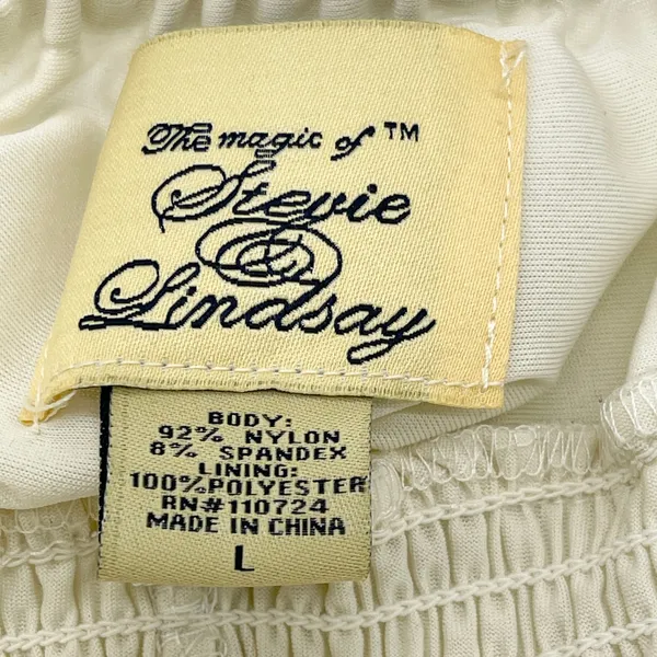 Stevie Lindsay Womens‎ Dress Large Cream Sheer Mesh Tiered Bridalcore Coquette - Image 6