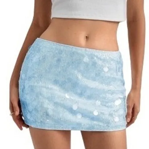 NWT‎ MakeMeChic Sparkly Sequin Low Rise Micro Mini Skirt Y2K Rave XS - Image 3