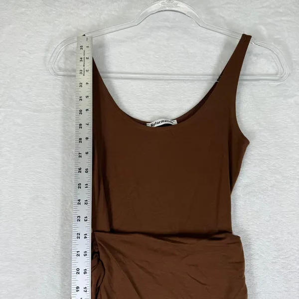 Reformation Brown Tencel Wrap Midi Dress Scoop Neck Sleeveless XS Made in USA - Image 6
