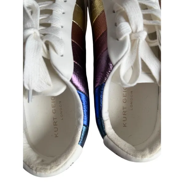 Kurt Geiger London Lane Rainbow Metallic Leather Sneakers EU 38 - Image 6