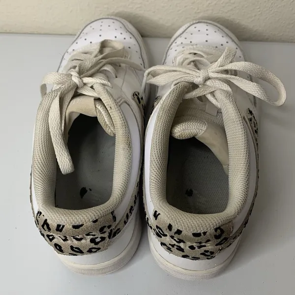 Nike Court Vision Low Womens Sz 9 White Desert Leopard Swoosh Shoes Sneakers - Image 8