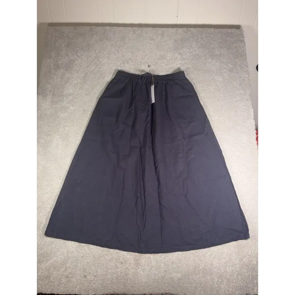 NWT neuflora skirt linen pockets navy full long skirt L - Image 2